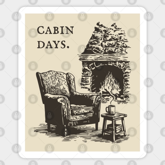 Rustic Cabin Days by a Roaring Stone Fireplace Magnet by TuncGK